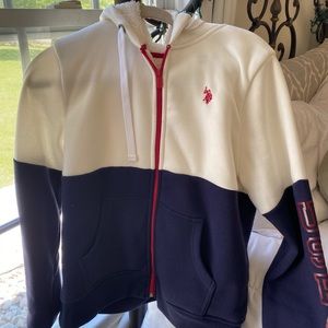 Red, white, blue polo jacket!